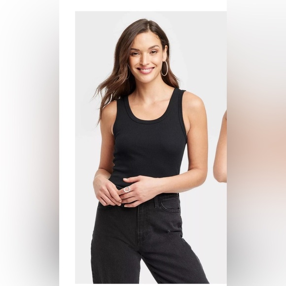 Women’s Slim Fit Scoop Neck Tank Top Black Universal Thread - Picture 5 of 8